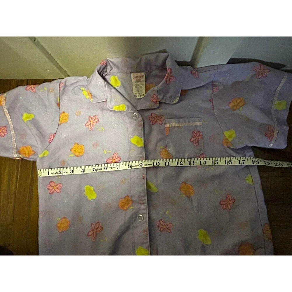 Carters Flannel Pajamas Girls 2 Piece Pajama Set Purple Flowers Size 14 Flaw*